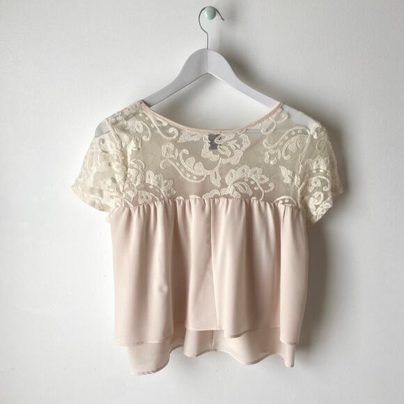 Anthropologie Paper Crane Cream Floral Blouse Size Small - Picture 2 of 7